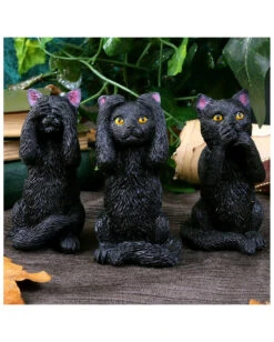 Drei Weise Schwarze Katzen 11 Drei Weise Schwarze Katzen -Halloween Lieferungen drei weise schwarze katzen three wise felines cat figures 39524 05