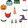 12er Pack Halloween Fotobox Accessoires -Halloween Lieferungen fotobox halloween accessoires 12 stueck stabmasken halloween photobooth selfie zubehoer 35997