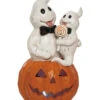 Geister Mit Lutscher Auf Leuchtkürbis 22cm -Halloween Lieferungen geister mit lolli auf leuchtkuerbis 22cm light up pumpkin with ghosts and lollipop halloween kuerbis deko 54096