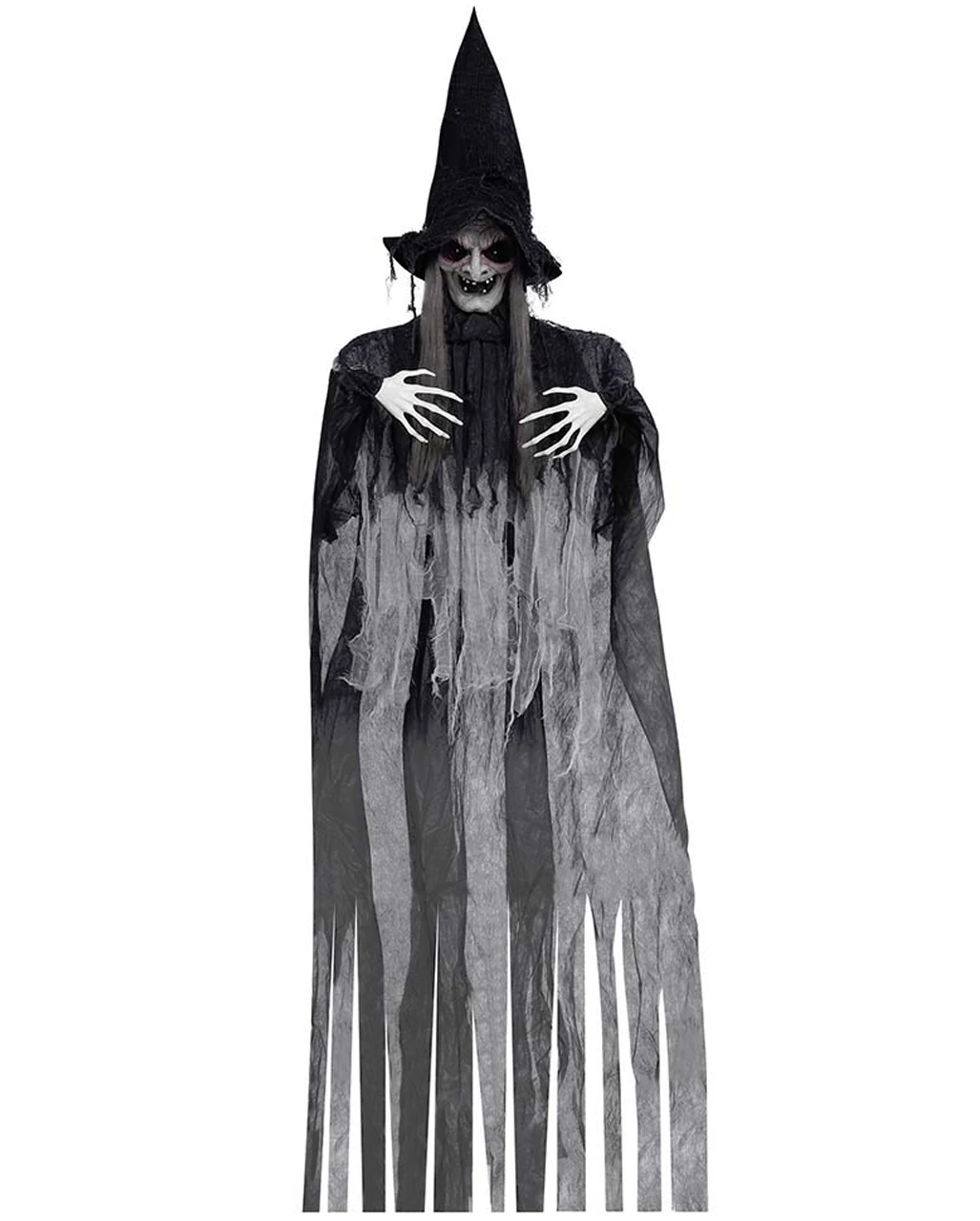 Böse Hexe Hängefigur Grau 180cm 3 Böse Hexe Hängefigur Grau 180cm