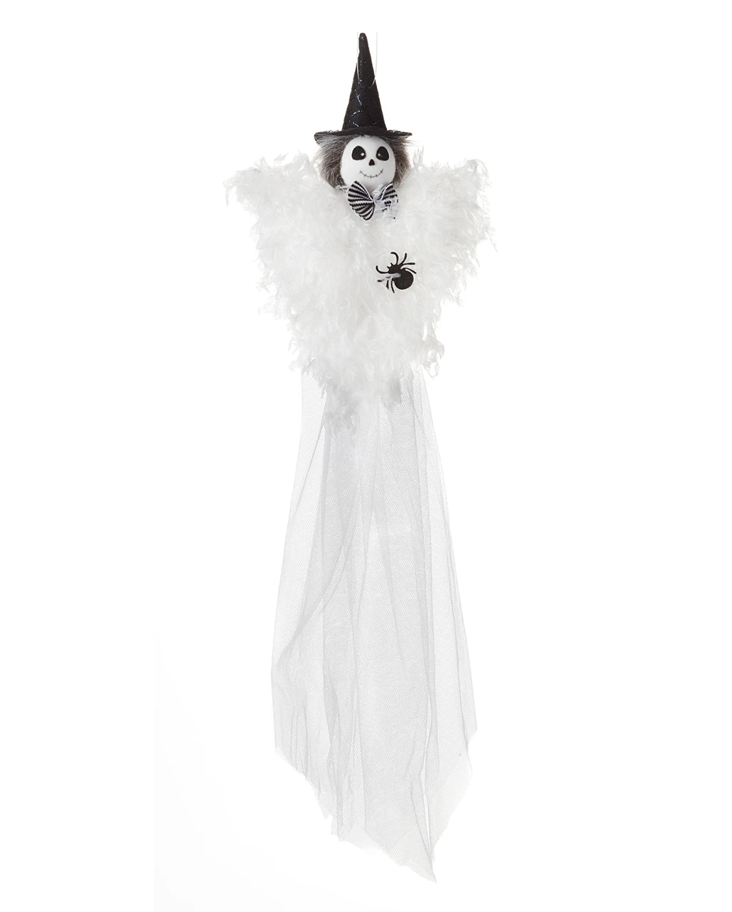 Weiße Hängende Geister Spinnen Hexe 53cm 3 Weiße Hängende Geister Spinnen Hexe 53cm
