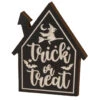 "Trick Or Treat" Halloween Aufsteller 20cm -Halloween Lieferungen halloween haus holz block deko trick or treat 20cm wood engraved house block trick or treat 54283