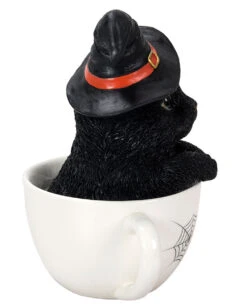 Halloween Katze In Teetasse 16cm -Halloween Lieferungen halloween kaetzchen in teetasse halloween kitten in a tea cup halloween tisch deko 51341 04