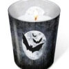 Gothic Kerze Mit Mond & Fledermäuse 10cm -Halloween Lieferungen halloween kerze mit mon und fledermaus motiv halloween candle with moon and bats halloween deko 53149 01