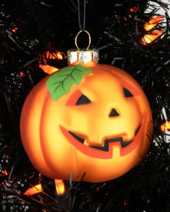 Halloween Jack O'Lantern Glas Christbaumkugel Ø7,6cm -Halloween Lieferungen halloween kuerbis glas weihnachtskugel halloween und horror weihnachtsdeko jack o lantern pumpkin hanging ornament 54760 4