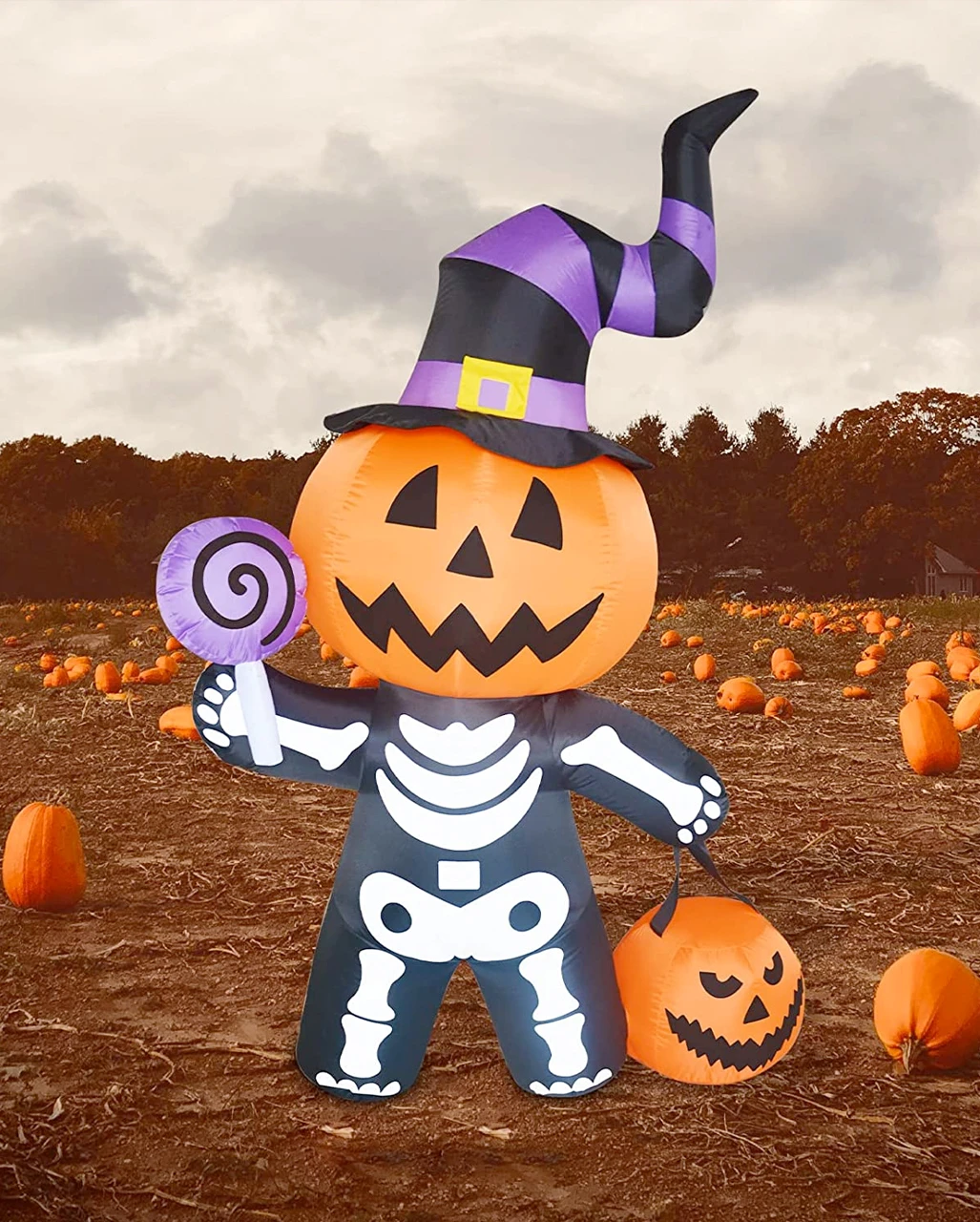 Aufblasbares Leuchtendes Halloween Kürbis Skelett 180 Cm 4 Aufblasbares Leuchtendes Halloween Kürbis Skelett 180 Cm – Bild 2