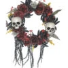 Halloween Türkranz Mit Vertrockneten Blüten & Totenschädel -Halloween Lieferungen halloween tuerkranz mit verbluehten blumen und totenkoepfen halloween wreath with dried flowers and skulls 39610 01