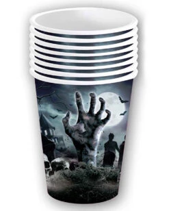 Halloween Pappbecher Zombie Friedhof 6 St. -Halloween Lieferungen halloween zombie friedhof pappbecher halloween zombie graveyard paper cups halloween friedhof dekoration 53191 3
