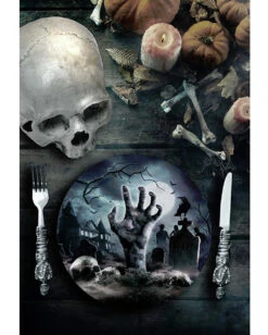 Halloween Pappteller Zombie Friedhof 6 St. -Halloween Lieferungen halloween zombie friedhof pappteller halloween zombie graveyard paper plate halloween friedhof dekoration 53189 2