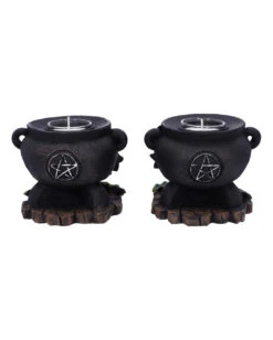 Hexenkessel Mit Efeu Kerzenhalter 2er Set -Halloween Lieferungen hexenkessel mit efeu teelichthalter 2er set witches cauldron with ivy candle holder halloween tischdeko 51064 03