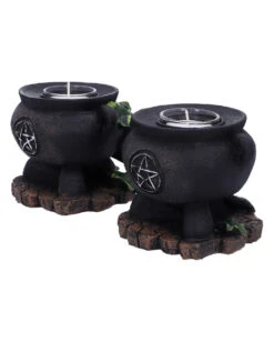 Hexenkessel Mit Efeu Kerzenhalter 2er Set -Halloween Lieferungen hexenkessel mit efeu teelichthalter 2er set witches cauldron with ivy candle holder halloween tischdeko 51064 04