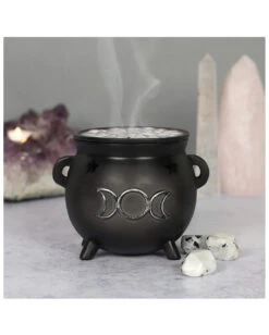 Hexenkessel Mit Dreifach-Mond Räucherkegel Halter -Halloween Lieferungen hexenkessel mit triple moon raeucherkegel halter triple moon witch cauldron incense cone holder gothic deco 50699 04