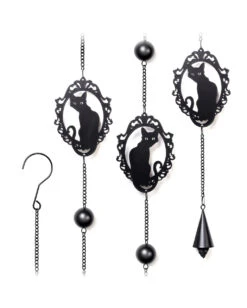 Katzen Silhouette Metall Windspiel Hängedeko -Halloween Lieferungen katzen silhouette windspiel und haengedeko gothic und halloween wohnungsdeko alchemy england feline wind chime 52747