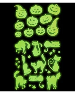 Leuchtende "Kürbisse & Katzen" Halloween Sticker