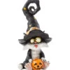 Katzenfigur Mit Hexenhut Und Kürbis 19 Cm -Halloween Lieferungen niedliche katze mit hexenhut und kuerbis kindgerechte halloween dekoration halloween party halloween deko figur kinder halloween party 53793