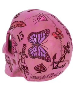 Pinke Tattoo Fund Totenschädel Spardose -Halloween Lieferungen pinke tattoo fund totenkopf spardose pinke tattoo fund money box totenschaedel geschenkartikel 54552 03