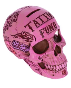 Pinke Tattoo Fund Totenschädel Spardose -Halloween Lieferungen pinke tattoo fund totenkopf spardose pinke tattoo fund money box totenschaedel geschenkartikel 54552 06