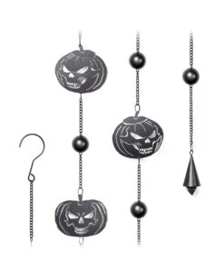 Totenschädel Kürbis Windspiel Hängedeko -Halloween Lieferungen pumpkin skull metall windspiel halloween und gothic wohnungsdeko und homeware alchemy england pumpkins skull wind chime 52748
