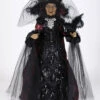 Schwarze Märchenhexe Mit Brokat & Spitze 68cm -Halloween Lieferungen schwarze gothic hexe mit brokat und spitze black gothic witch with brocade and lace halloween deko 54764 01