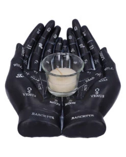 Schwarze Chiromantie-Hände Teelichthalter