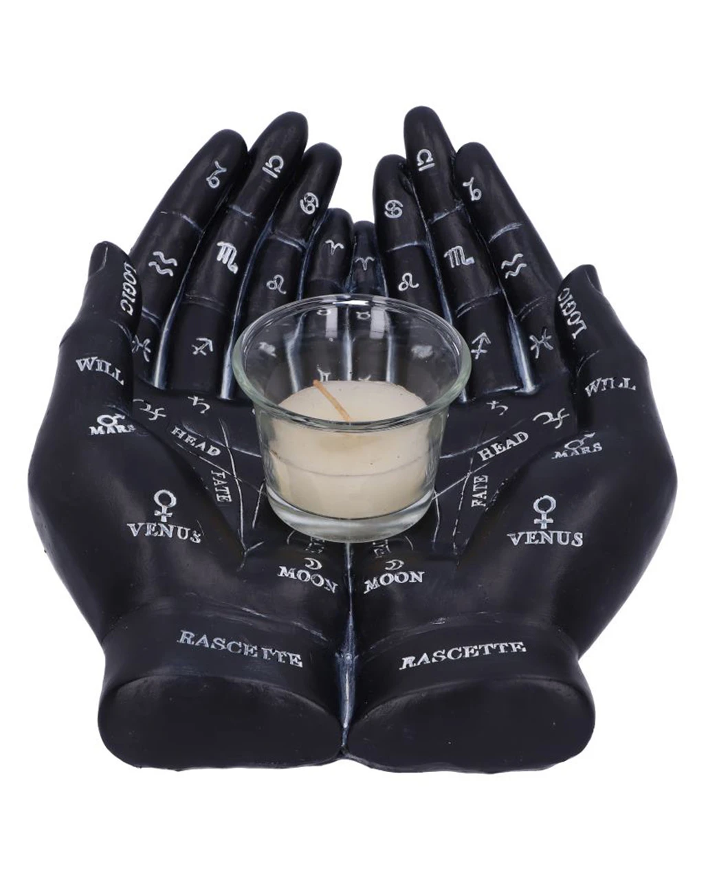 Schwarze Chiromantie-Hände Teelichthalter 3 Schwarze Chiromantie-Hände Teelichthalter