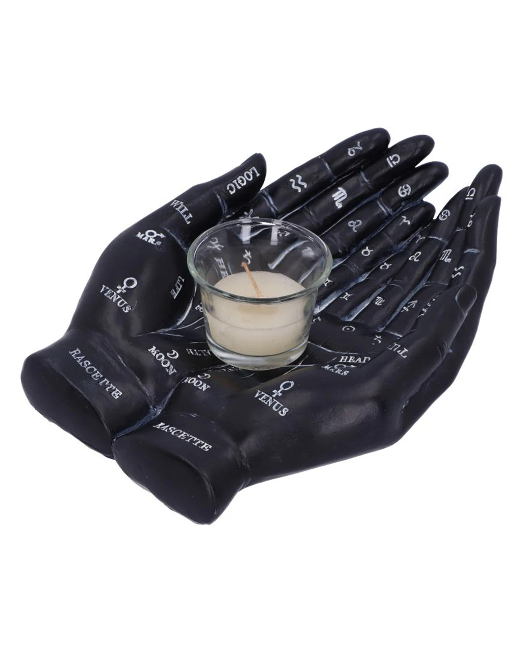 Schwarze Chiromantie-Hände Teelichthalter 4 Schwarze Chiromantie-Hände Teelichthalter – Bild 2