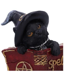 Schwarzes Hexenkätzchen Mit Rotem Zauberbuch 8,2cm 12 Schwarzes Hexenkätzchen Mit Rotem Zauberbuch 8,2cm -Halloween Lieferungen schwarze hexenkatze mit rotem zauberbuch black witchs cat familiar with red grimoire gothic deko und figuren 52417 5
