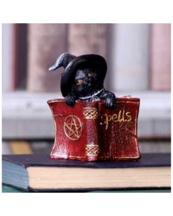 Schwarzes Hexenkätzchen Mit Rotem Zauberbuch 8,2cm 13 Schwarzes Hexenkätzchen Mit Rotem Zauberbuch 8,2cm -Halloween Lieferungen schwarze hexenkatze mit rotem zauberbuch black witchs cat familiar with red grimoire gothic deko und figuren 52417 6