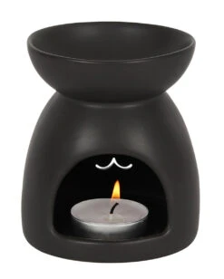 Schwarze Katze Duftöl Brenner -Halloween Lieferungen schwarze katze duftoel lampe black cat cut out oil burner halloween tischdeko 50804 02