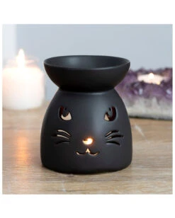 Schwarze Katze Duftöl Brenner -Halloween Lieferungen schwarze katze duftoel lampe black cat cut out oil burner halloween tischdeko 50804 03