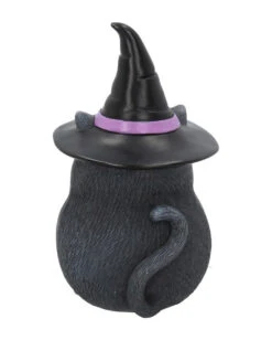 Schwarze Katze Mit Besen & Hexenhut -Halloween Lieferungen schwarze katze mit hexenhut black cat with witch hat and broom gothic figur geschenkartikel 39255 04