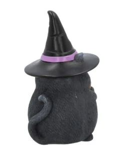 Schwarze Katze Mit Besen & Hexenhut -Halloween Lieferungen schwarze katze mit hexenhut black cat with witch hat and broom gothic figur geschenkartikel 39255 05