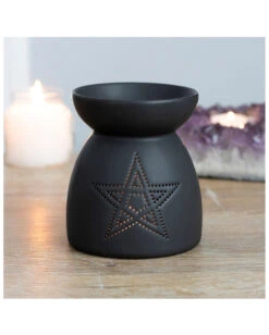 Schwarzer Pentagramm Duftöl Brenner 8 Schwarzer Pentagramm Duftöl Brenner -Halloween Lieferungen schwarze pentagram duftoel lampe schwarzer pentagram duftoel brenner black pentagram fragrance oil lamp 50641 03