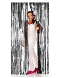 Schwarzer Fransen-Türvorhang Aus Folie 2x1 M