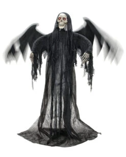 Schwarzer Pestengel Mit Licht, Sound & Bewegung -Halloween Lieferungen schwarzer todesengel mit bewegungs sound und licht halloween animatronic halloween deko 53913 03