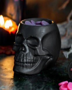 Schwarzer Totenschädel Duftöl Teelichthalter 9 Schwarzer Totenschädel Duftöl Teelichthalter -Halloween Lieferungen schwarzer totenkopf duftoel teelichthalter schwarzer totenschaedel duftoel halter black skull oil burner tealight holder 50821 04