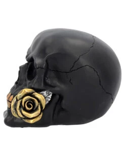 Schwarzer Totenschädel Mit Goldener Rose 15cm 10 Schwarzer Totenschädel Mit Goldener Rose 15cm -Halloween Lieferungen schwarzer totenkopf mit goldener rose black skull with golden rose gothic deko gothic totenkopf 54621 03