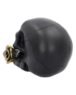 Schwarzer Totenschädel Mit Goldener Rose 15cm 11 Schwarzer Totenschädel Mit Goldener Rose 15cm -Halloween Lieferungen schwarzer totenkopf mit goldener rose black skull with golden rose gothic deko gothic totenkopf 54621 04