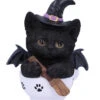 Schwarzes Hexen Kätzchen Mit Hexenbesen In Teetasse -Halloween Lieferungen schwarzes hexen kaetzchen in teetasse blck witch cat in tea cup halloween tichsdeko halloween figur 50723 01