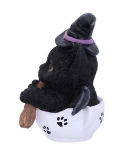 Schwarzes Hexen Kätzchen Mit Hexenbesen In Teetasse -Halloween Lieferungen schwarzes hexen kaetzchen in teetasse blck witch cat in tea cup halloween tichsdeko halloween figur 50723 02
