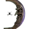 Silberfarbener Halbmond Mit Spinne 50cm -Halloween Lieferungen silberfarbener halbmond mit spinne vor dem gesicht hanging moon with spider halloween deko 53914 02