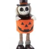 Stehendes Skelett Männchen Mit Kürbis Schale 39cm 2 Stehendes Skelett Männchen Mit Kürbis Schale 39cm -Halloween Lieferungen skelett gentleman mit kuerbis schale 39cm skully head standing pumpkin candy basket figure 53710