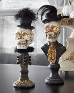 Mrs. Skelett Halloween Büste Mit LED Augen 42cm 7 Mrs. Skelett Halloween Büste Mit LED Augen 42cm -Halloween Lieferungen skelett lady bueste mit led augen 42cm elegante halloween deko und wohnungsaccessoires gothic lady skeleton bust with led eyes 54719 3