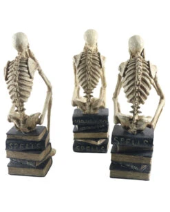 Skelette Auf Bücher Sitzend 3 Stück Als Set 35cm -Halloween Lieferungen skelette auf buecher sitzend skeleton sitting on books skelett deko 54789 03