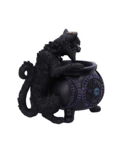 Spite's Hexenkessel Backflow Räucherkegelhalter -Halloween Lieferungen spites hexenkessel raeucherkegelhalter gothic und halloween wohnungsdeko cat with cauldron backflow incense burner 51792