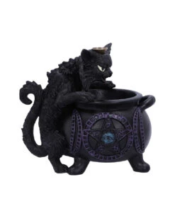 Spite's Hexenkessel Backflow Räucherkegelhalter -Halloween Lieferungen spites hexenkessel raeucherkegelhalter gothic und halloween wohnungsdeko cat with cauldron backflow incense burner 51792 4
