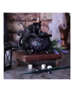 Spite's Hexenkessel Backflow Räucherkegelhalter -Halloween Lieferungen spites hexenkessel raeucherkegelhalter gothic und halloween wohnungsdeko cat with cauldron backflow incense burner 51792 5
