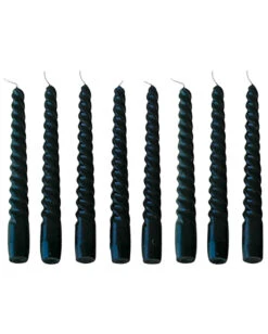 Gedrehte Tafelkerzen Schwarz 8er Pack