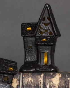 Beleuchtete Glitzer Spukendes Geisterhaus Deko -Halloween Lieferungen spooky glitter geisterhaus deko mit led spooky glitter light up haunted house halloween spukhaus deko 53049 3