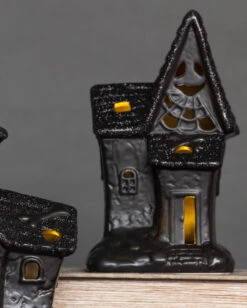 Beleuchtete Glitzer Spukendes Geisterhaus Deko -Halloween Lieferungen spooky glitter geisterhaus deko mit led spooky glitter light up haunted house halloween spukhaus deko 53049 4